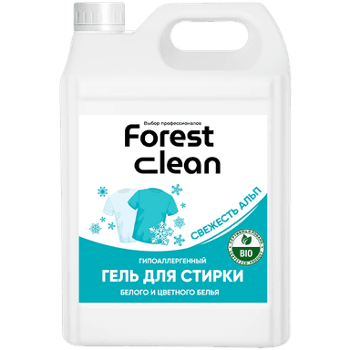 Гель для стирки белья 5 л "FOREST clean" канистра ЕВРО концентрат, Свежесть Альп
