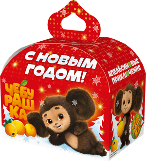 Коробка бумажная для конфет 1 кг "ЧЕБУРАШКА"