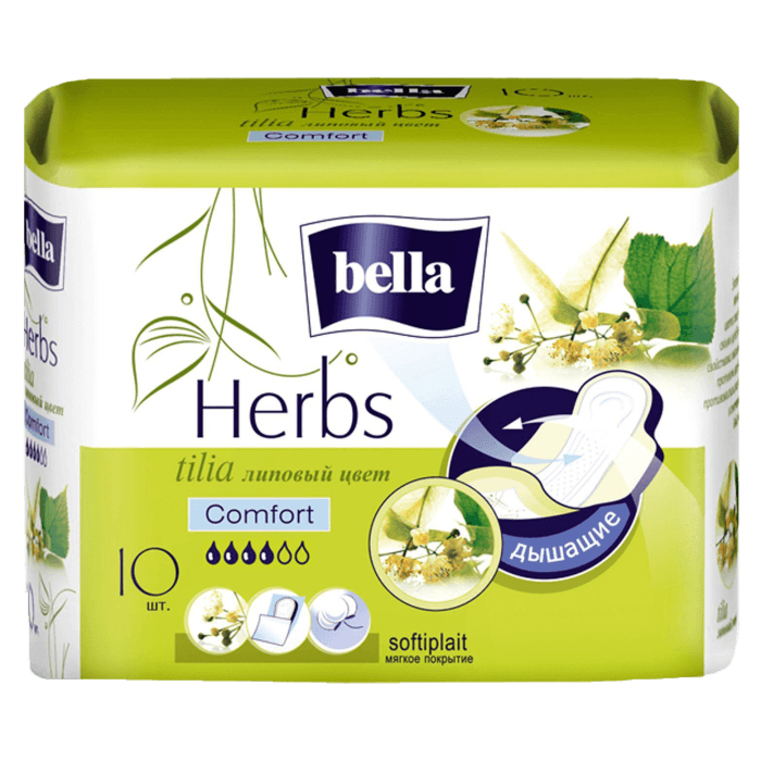Прокладки "Bella" Herbs tilia Comfort soft 4 капли Экстракт вербены (10 шт.упак) Прокладки "Bella" Herbs tilia Comfort soft 4 капли Экстракт вербены (10 шт.упак)