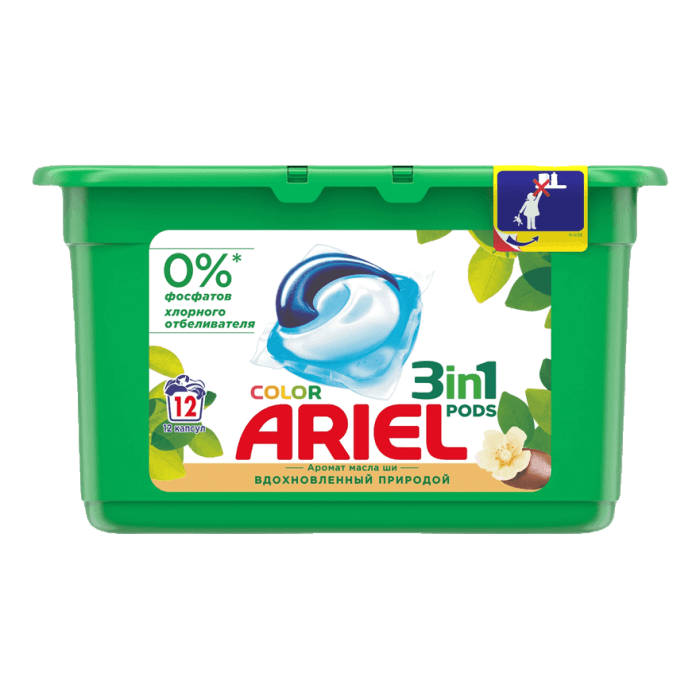 Капсулы для стирки белья "Ariel" 12 капсул 27г автомат, Масло Ши Капсулы для стирки белья "Ariel" 12 капсул 27г автомат, Масло Ши